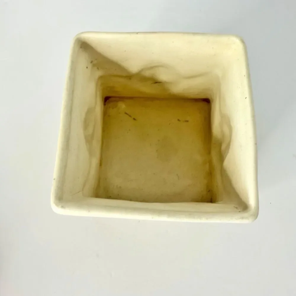 Vintage Weller Pottery Roma Medallion Square Planter Cream Cameo Medallion